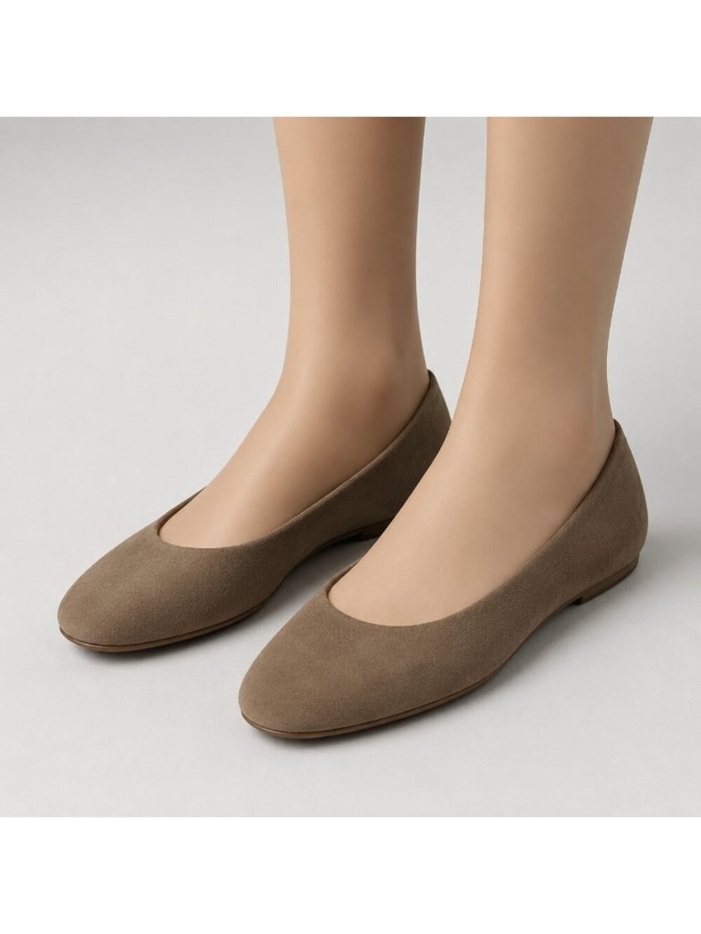 Kelly & Katie Pirassa Ballet Flat Shoes Neutral Brown Faux Suede Womens Size 9